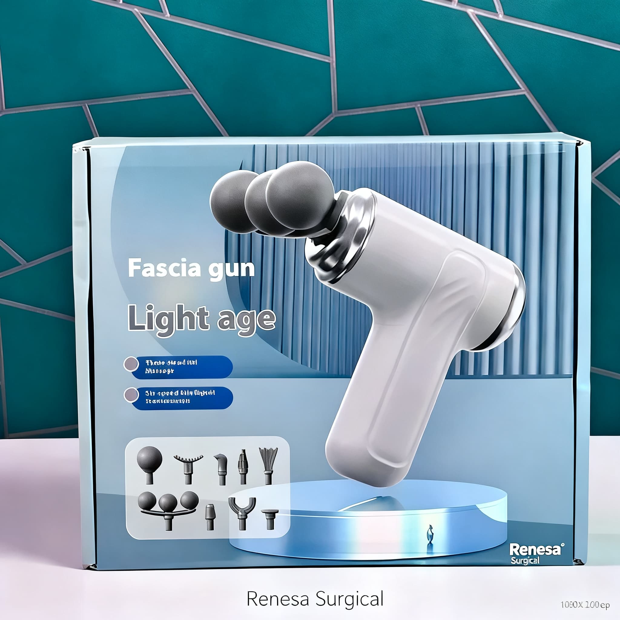 Renesa fascia massage gun with interchangeable heads